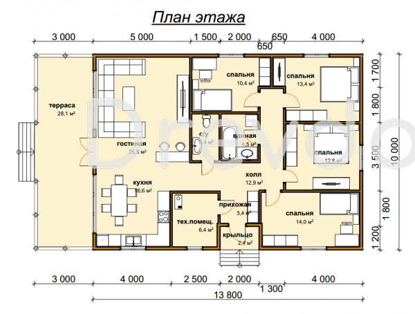 ДБ-161. Дом из бруса 154 м.кв. (Фото 4)