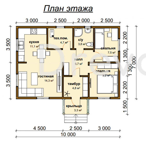 ДБ-164. Дом из бруса 65 м.кв. (Фото 4)