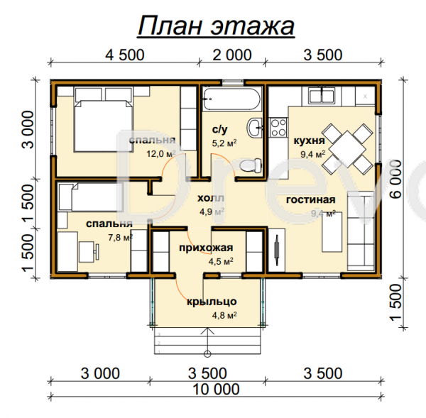 ДБ-165. Дом из бруса 58 м.кв. (Фото 4)